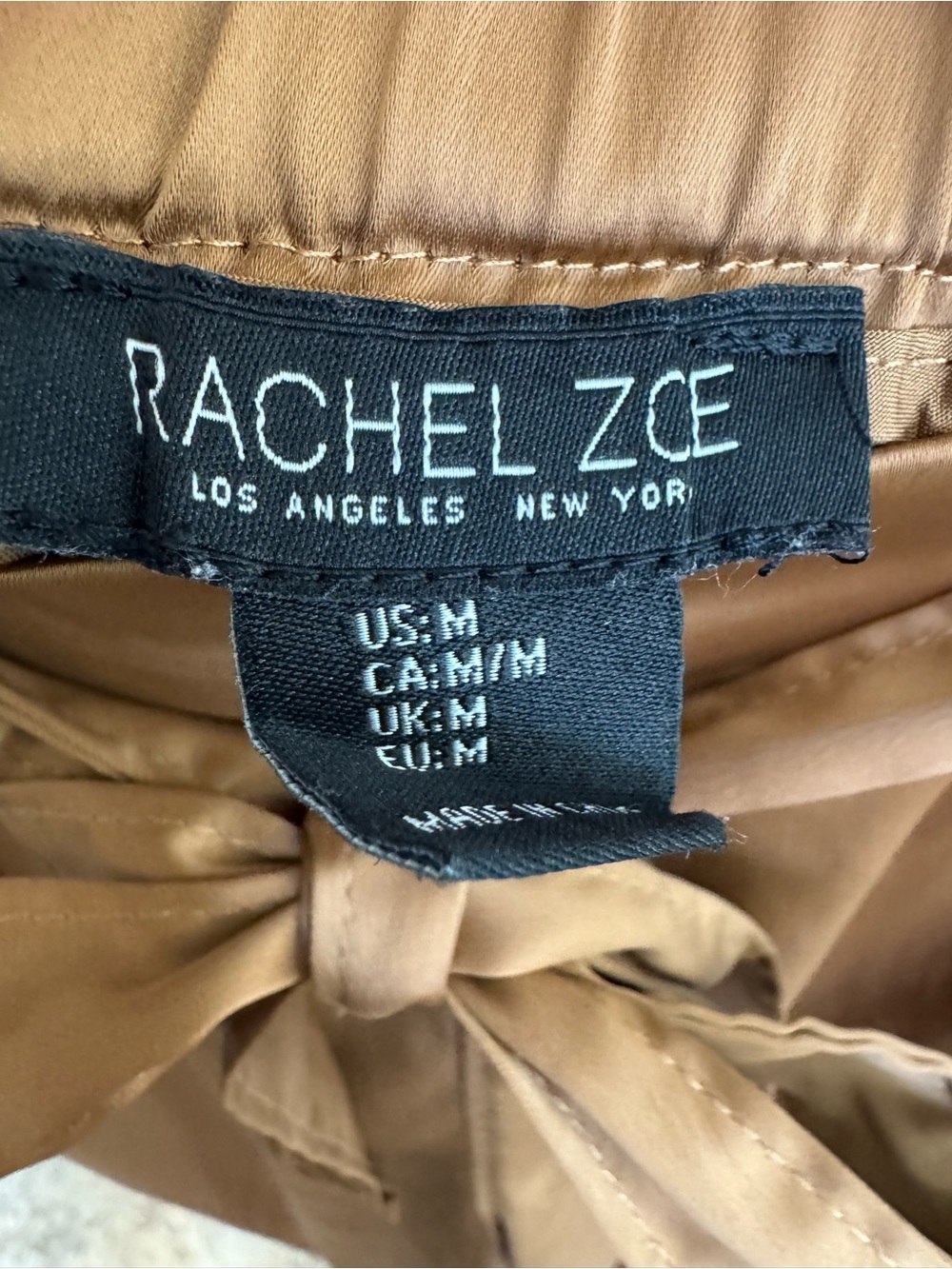 Rachel Zoe Bronze Brown Satin Tie-Waist Jogger Pants Size M - Picture 2 of 4
